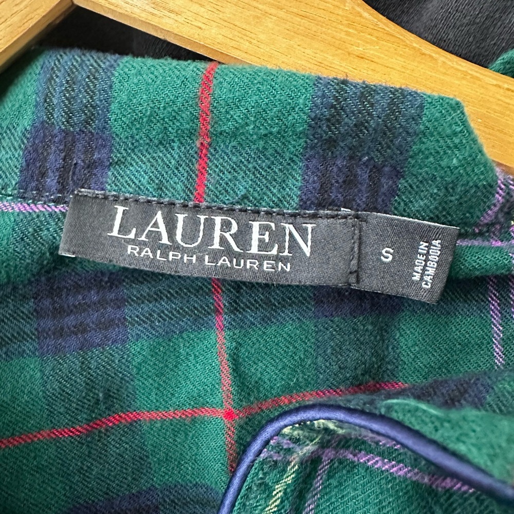 Ralph Lauren Flannel Pajama Shirt Cotton Blend Long Sleeve - Picture 5 of 9